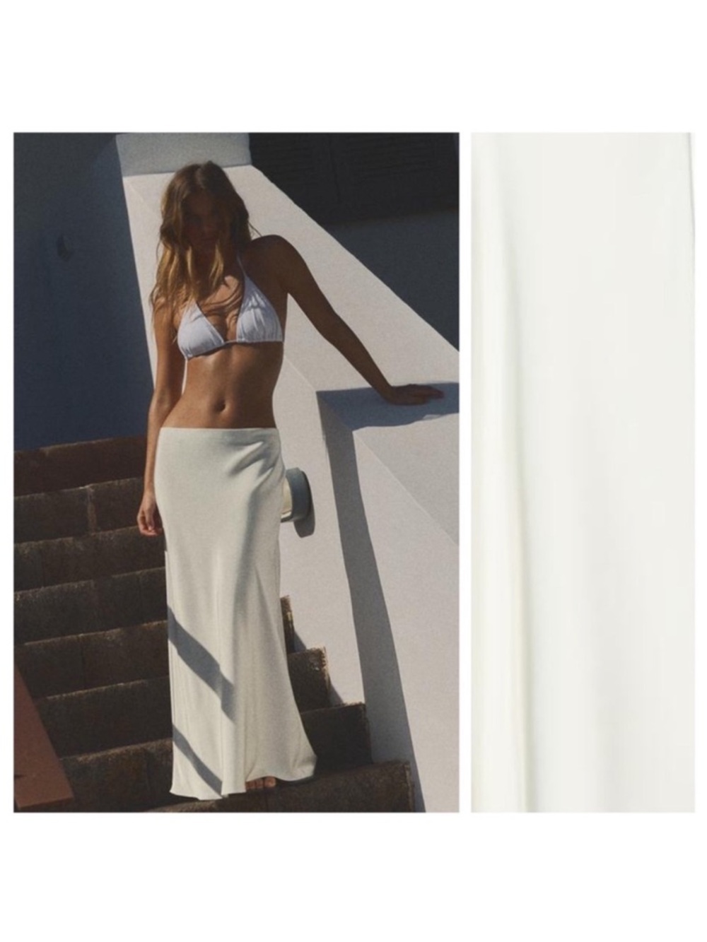 NWOT Zara Cream Midi Slip Skirt